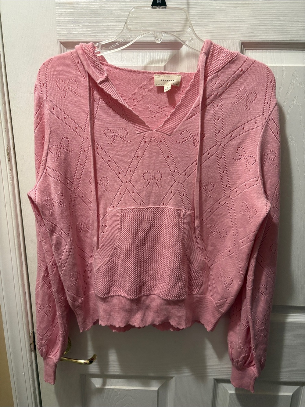 Rareraw pretty pink hoodie with kangaroo pocket and bows